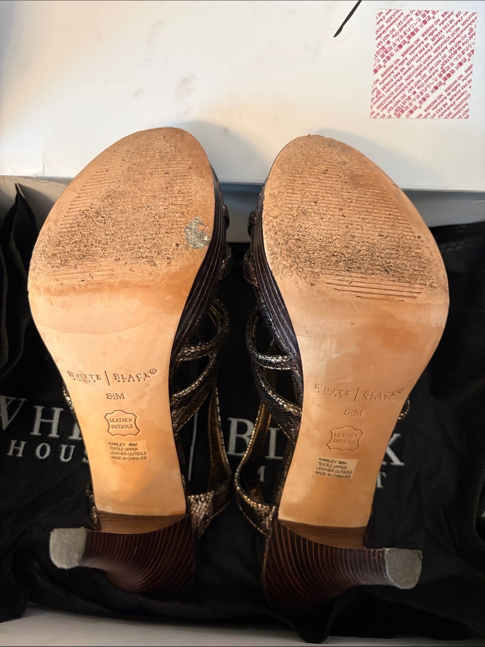 White House Black Market Brown Snake-Print Strappy High Heel Sandals - Picture 13 of 16